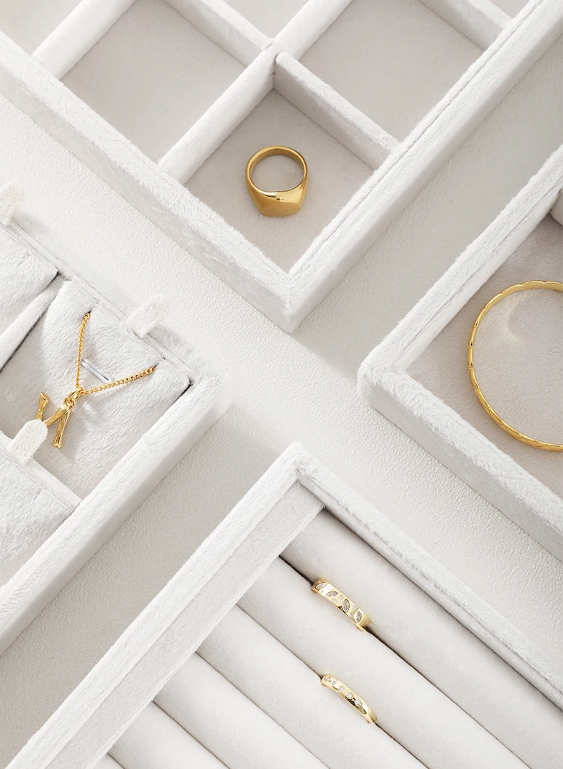 Velvet Ring Earring Bracelet Necklace Display Tray | Stackable Jewelry Organizer Drawer Tray | Elegant Velvet Jewelry Packaging Display Box for Shop Counter and Dressing Table Velvet Ring Earring Bracelet Necklace Display Tray | Stackable Jewelry Organizer Drawer Tray | Elegant Velvet Jewelry Packaging Display Box for Shop Counter and Dressing Table