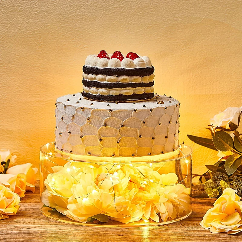 2Pcs Acrylic Cake Stand Fillable Risers, Clear Tiered Cake Display Boxes, Stackable Dessert Stand for Wedding, Birthday, Party, Bakery, Cupcakes, Pastries, Mousse, Holiday Celebration, Elegant Dessert Table Presentation 9