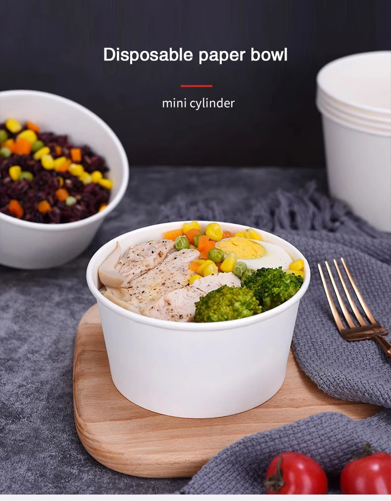 50Pcs Disposable Paper Bowls Eco-Friendly Round Food Containers with Lids, Takeaway Salad Soup Rice Noodle Lunch Packaging Boxes for Restaurants, Picnics, Catering, Fast Food and Party Use