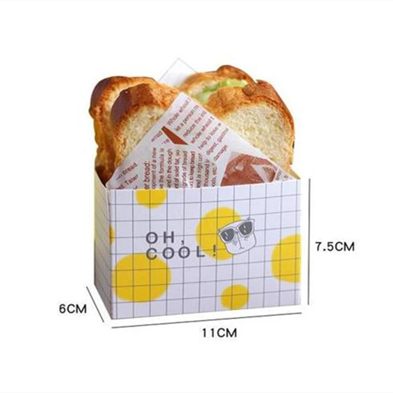 10 Sets Cardboard Sandwich & Burger Packaging Boxes, Toast and Bread Paper Trays, Disposable Food Containers for Cakes, Bakery Items, Takeout, Wedding Party, Catering, Gift, Snacks 6