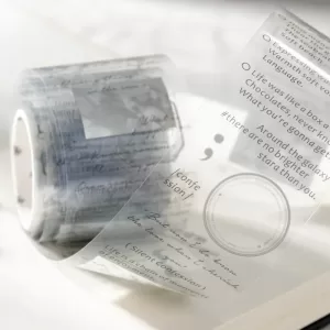 4cm×200cm Transparent English Themed PET Tape Stickers | Creative Decorative Scrapbooking Packaging Roll for Diary, Journals, Crafts & Gift Wrapping Supplies