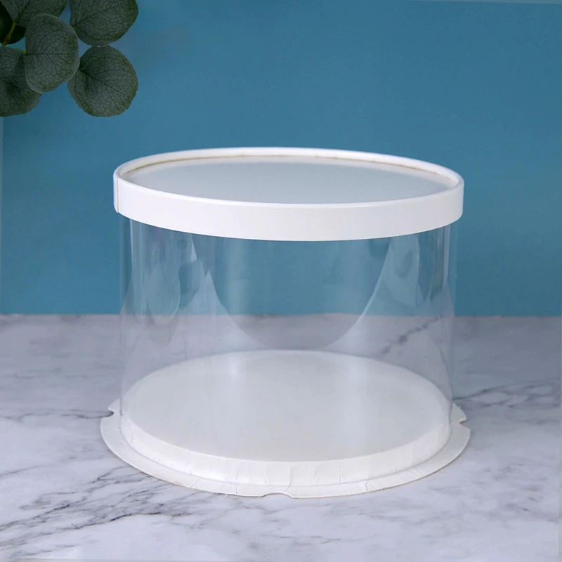 5Pcs Round Clear Cake Boxes PVC Transparent Single Layer Dessert Containers for Birthday, Wedding, Baby Shower, Valentine’s Day Party DIY Cake Display - 图片 9