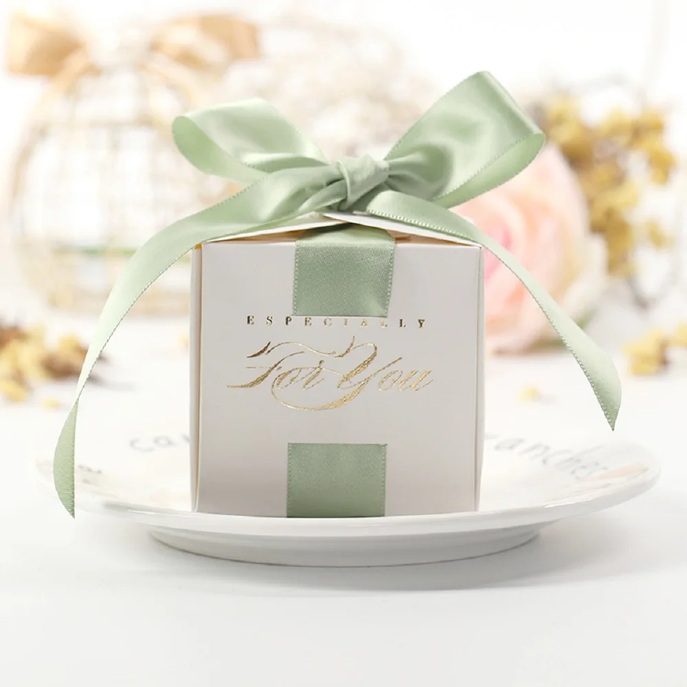 New Wedding Favor Gift Boxes with Ribbon, Candy Souvenir Boxes for Baby Shower, Birthday, Christening, Anniversary, Event Party Supplies, DIY Assemble - 图片 8