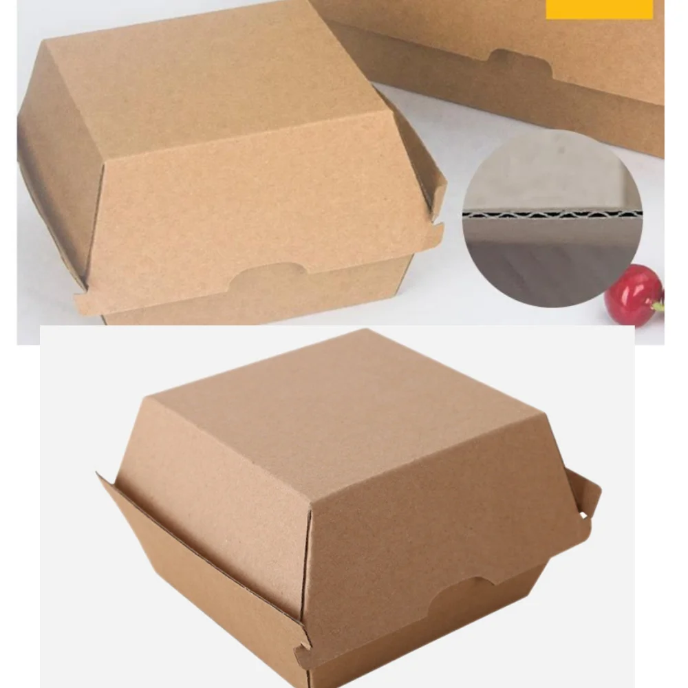 Food-Grade Thickened Corrugated Paper Hamburger and Hot Dog Boxes, Disposable Takeout Lunch Boxes for Fried Chicken, Sandwiches, Snacks, and Fast Food Packaging - 图片 6
