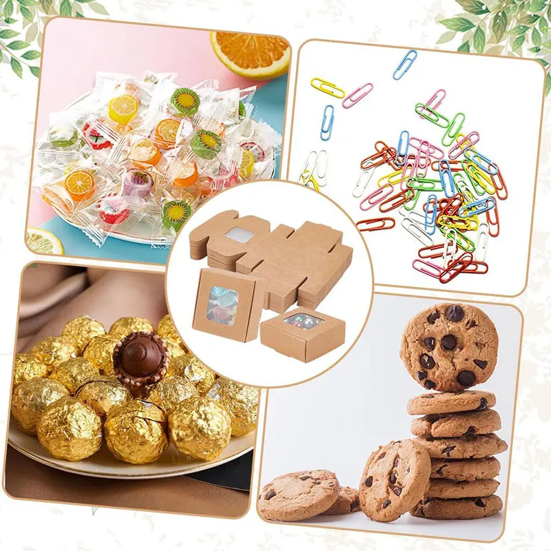 10/30/50pcs Mini Kraft Paper Soap Gift Boxes with Clear Window, Small Packaging Case for Handmade Soap, Baking Candy, Chocolate, Jewelry Display, Wedding Party Favor, Baby Shower Gift Wrapping Supplies 3