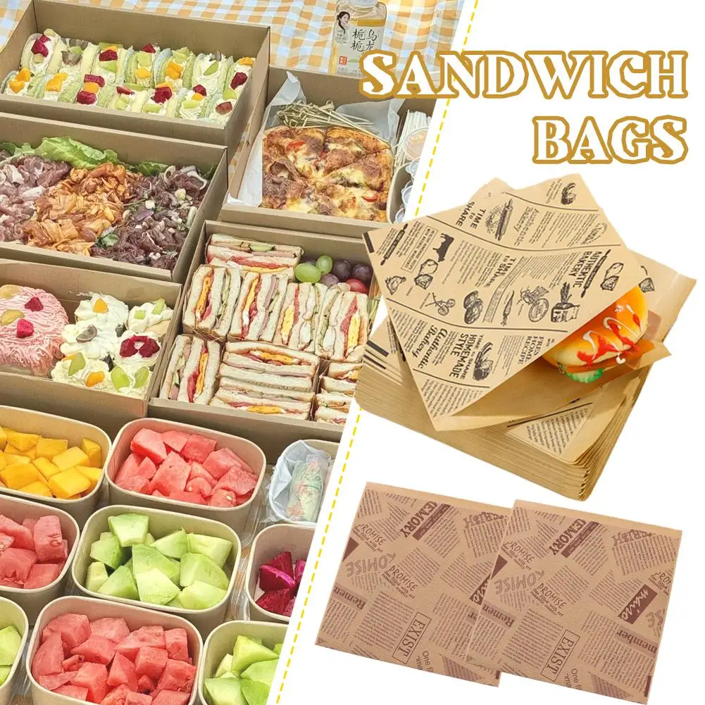 Food-Grade Greaseproof Parchment Paper Sheets for Burgers, Sandwiches, Fast Food Packaging, Bakery Liner Rolls, Brown Disposable Non-Stick Food Wrapping Paper – 100 Sheets Set 2