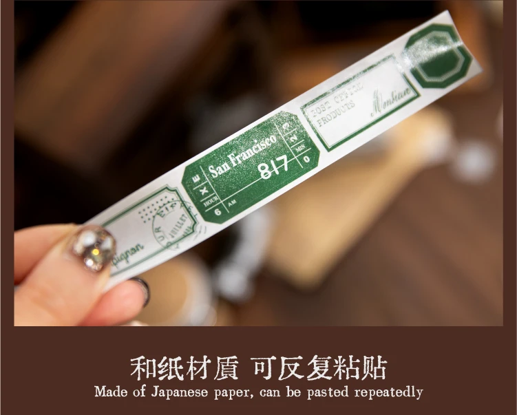 25mm x 2m Retro Simple Label Washi Sticker Tape Roll, Aesthetic Decorative Masking Tape for Collage, Planner, Scrapbook, Junk Journal, DIY Stationery, and Craft Packaging 1