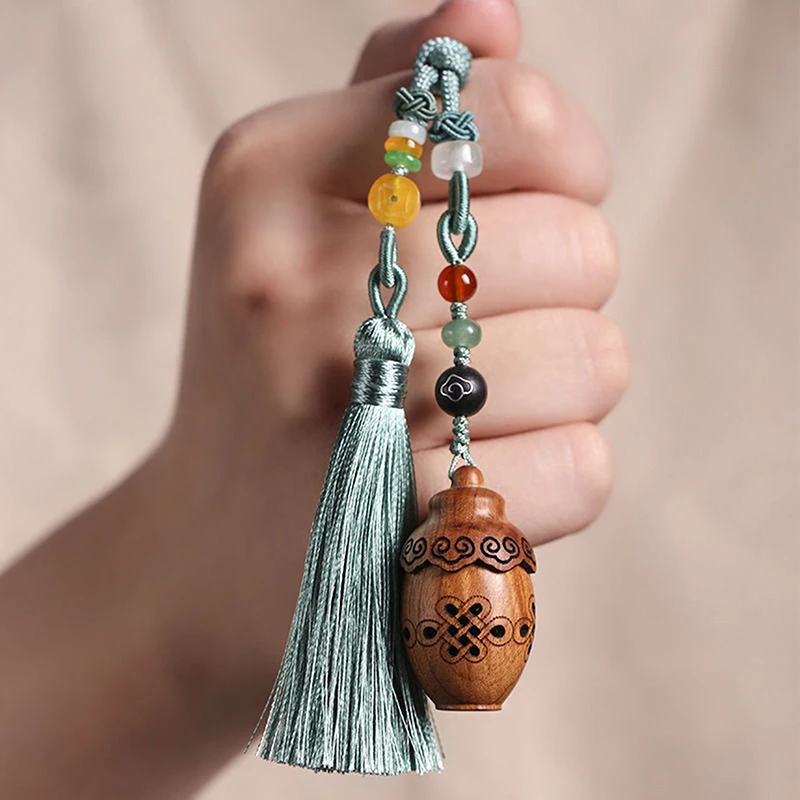 1Pc Natural Wood Lotus Shape Mini Perfume Aroma Diffuser Bottle with Expandable Sandalwood, Portable Wooden Jar, Hanging Pomander Container for Car, Room, DIY Essential Oil, Travel 6