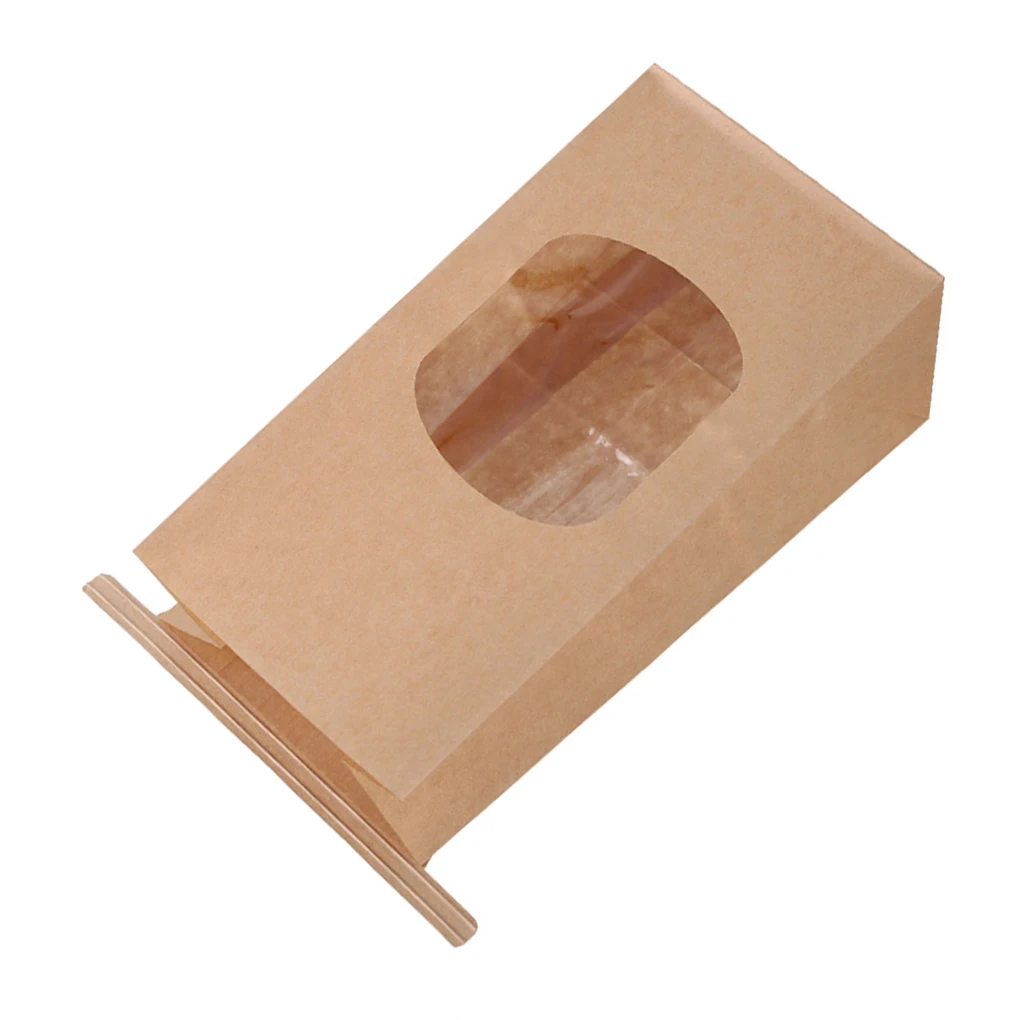 50 Pack Kraft Paper Bakery Bags with Transparent Window – Non-Sticky, Sealing Pouches for Cookies, Candy, Coffee Beans, Party Favors, and Homemade Treats, Multiple Sizes 10