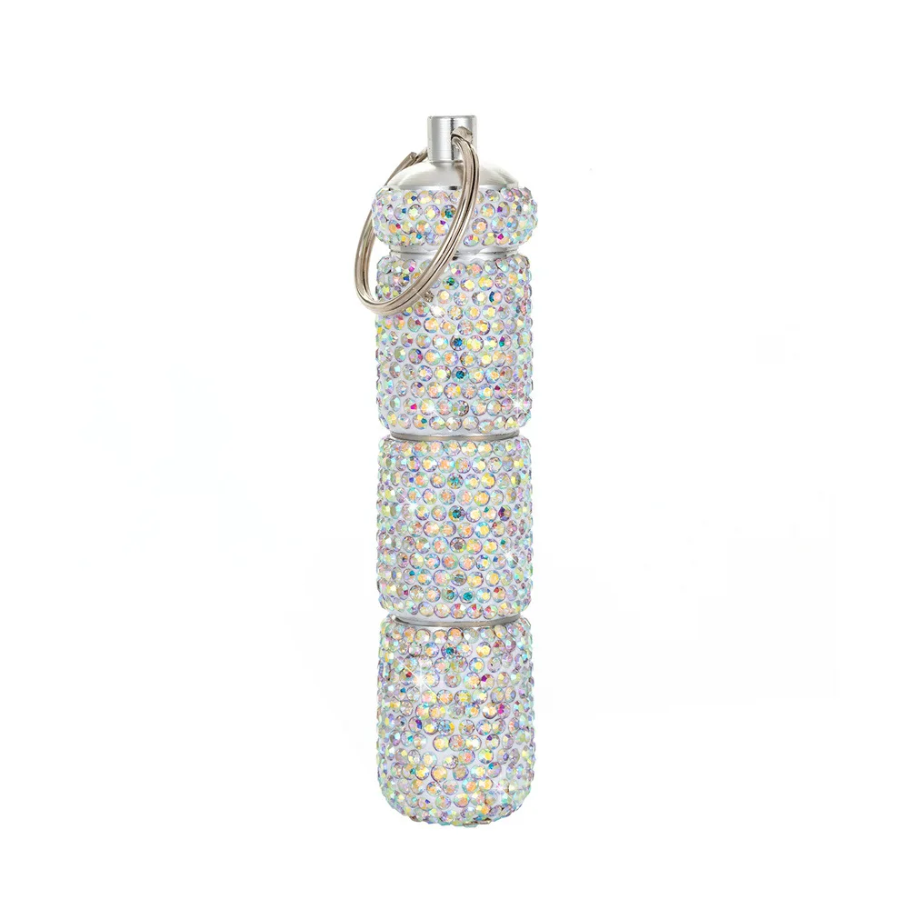 Bling Rhinestone Pill Case, Portable Waterproof Travel Pill Holder with Keychain, Small Pill Organizer Box for Purse or Pocket, Cute Crystal Pill Storage Container for Vitamins or Medication - 图片 11