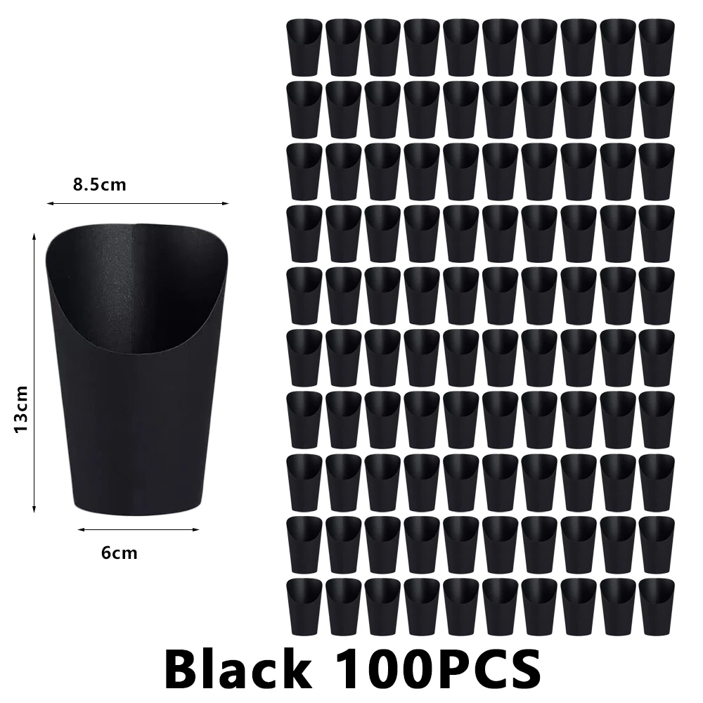 50/100PCS Disposable Kraft Paper French Fry Cups, Potato Chips Holder, Charcuterie Snack Boxes, Birthday Party Supplies, Fast Food Takeout Containers, Catering Paper Cups for Fries, Snacks, Desserts - 图片 7