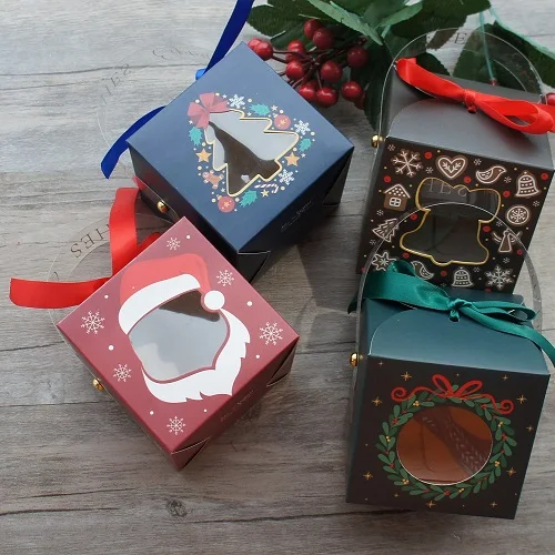 12PCS Christmas Paper Gift Boxes with Window and Handle, Festive Candy, Soap, Candle, Cookie or Small Gift Packaging, Holiday Party Favors, Decorative Seasonal Boxes, Factory Direct Supply - 图片 7