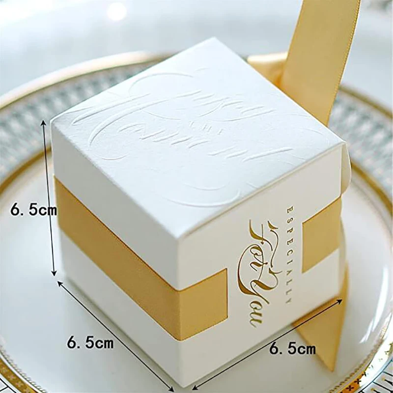 New Wedding Favor Gift Boxes with Ribbon, Candy Souvenir Boxes for Baby Shower, Birthday, Christening, Anniversary, Event Party Supplies, DIY Assemble - 图片 6