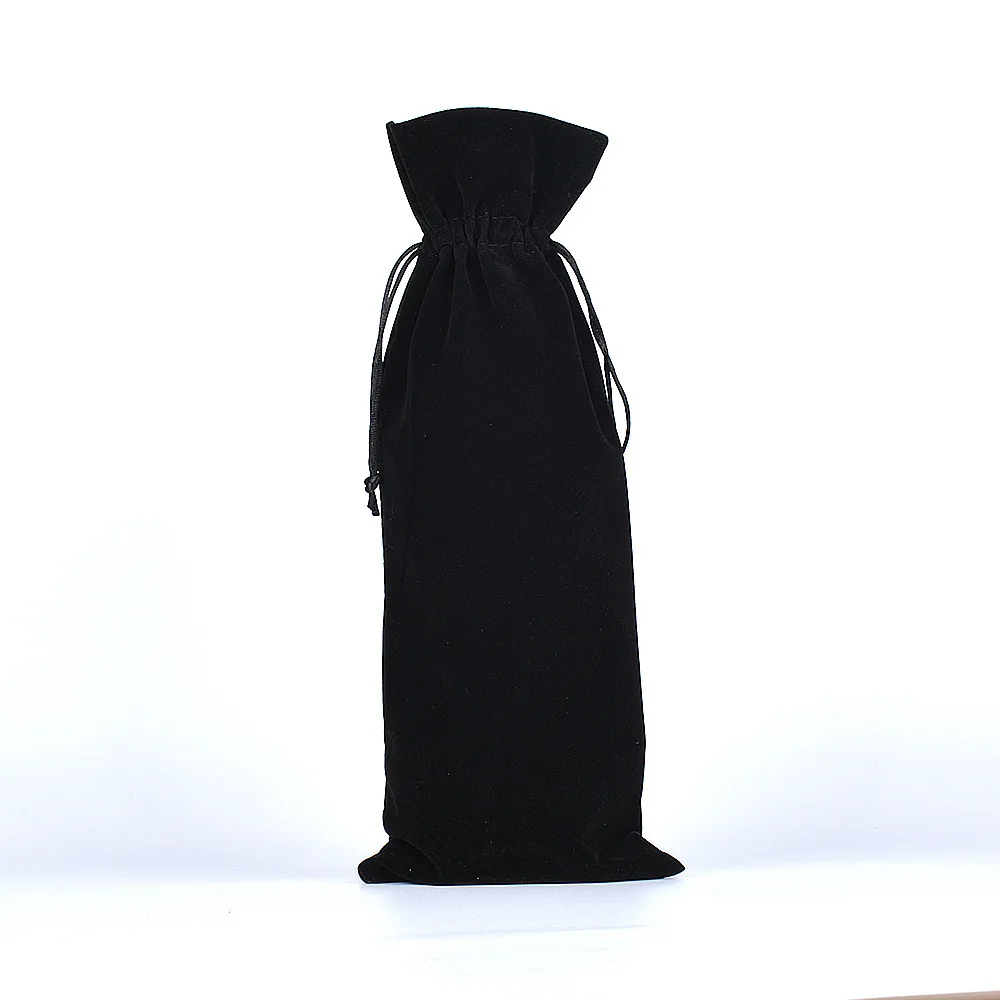 Luxury Velvet Red Wine Bottle Bag with Drawstring – 15×35cm Flannel Gift Pouch for Wedding, Birthday, Graduation, Party, or Housewarming – Soft Cloth Wine Cover, Elegant Gift Packaging - 图片 9