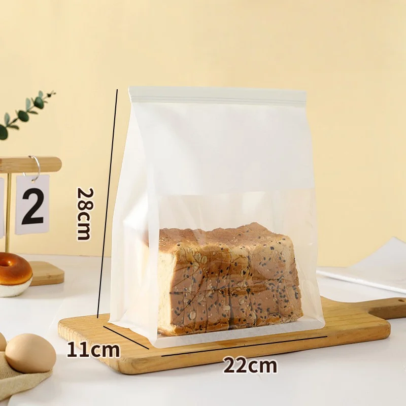 20pcs Kraft Bakery Bags with Clear Window, Reclosable Zipper or Self-Seal Closure, Stand-Up Paper Bags for Bread, Cookies, Pastries, Candy, Café Takeout, Home Baking, Party Packaging 5