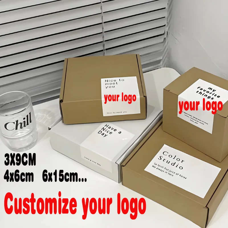 50-100PCS Custom Rectangular Logo Stickers – White Paper Material Personalized Labels for Birthday, Baptism, Gift Packaging, Business Branding, DIY Custom Text, Company Logos, Event Favors 12