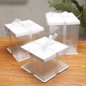 High-Capacity Transparent Cake and Cupcake Boxes with Handle – Clear Gift Wrapping Packaging for Birthday Cakes, Desserts, Party Treats, and Special Occasion Gifts