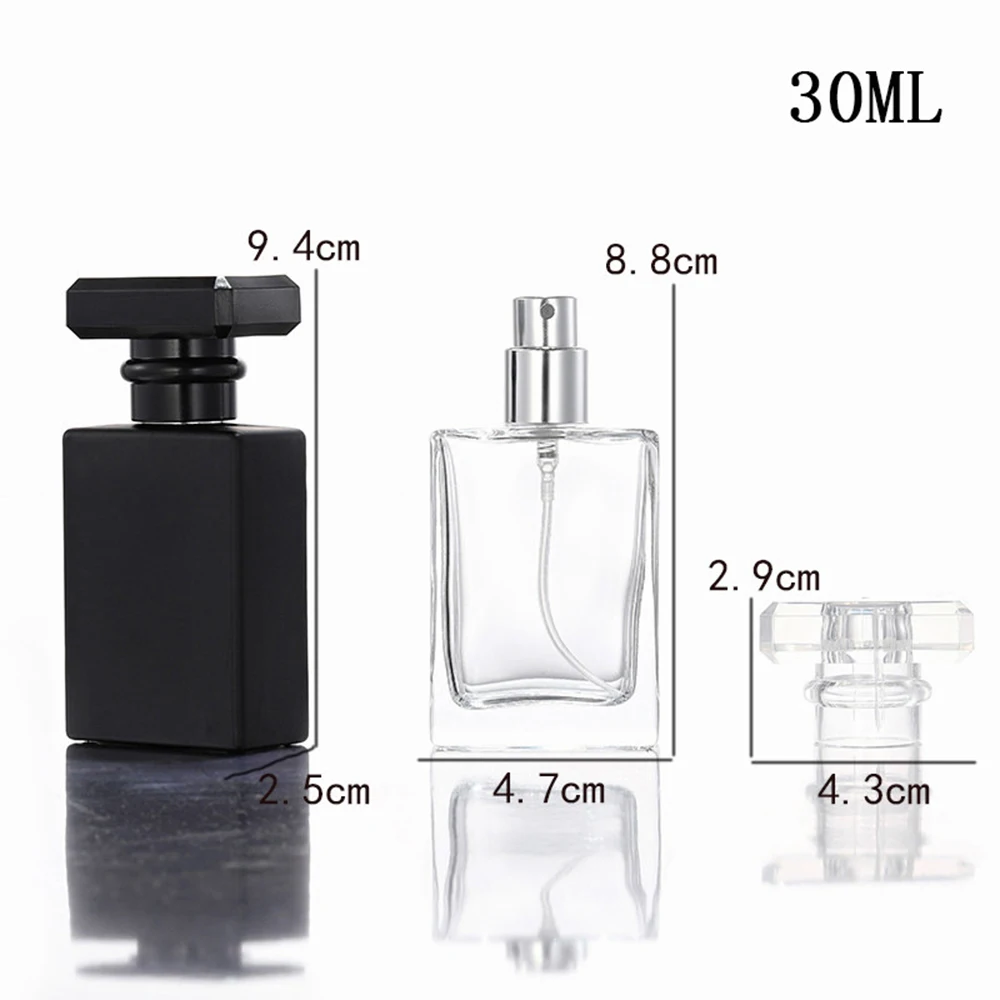 5/10/20PCS Empty Glass Spray Bottles Refillable 30ml 50ml Mini Fine Mist Perfume Atomizer Travel Portable Pocket Bottle with Black or Clear Cap for Cosmetic, Cologne, Essential Oil, Room Freshener
