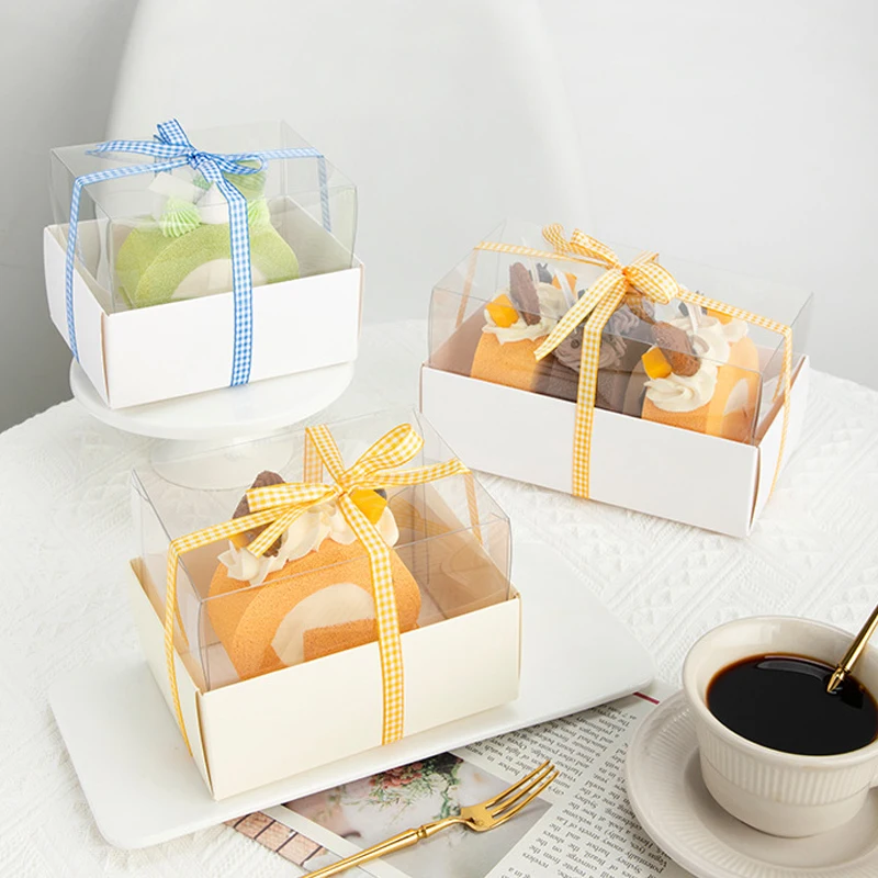 10 Pcs Transparent Plastic Cake Boxes – Macaron, Swiss Roll, and Pastry Packaging Containers, Clear Dessert Gift Boxes for Bakery Takeaway, Kitchen Baking, Weddings, and Party Favors - 图片 2