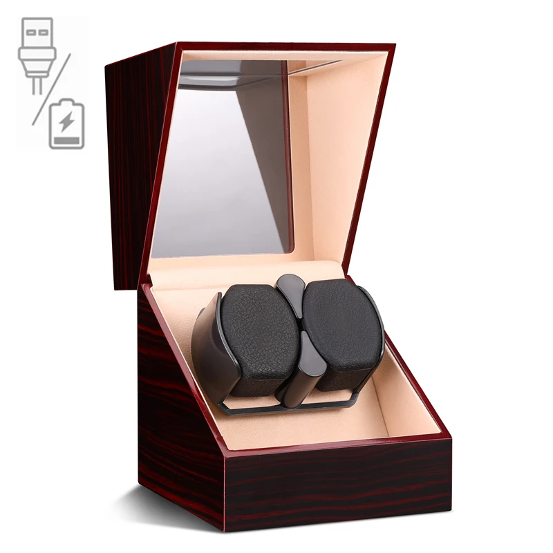 Luxury Wooden Single Automatic Watch Winder with Silent Mabuchi Motor, Glass Display Case, Battery or Adapter Powered Storage Box, Elegant Rotation Shaker for Mechanical Timepieces and Safe Jewelry Holder - 图片 13