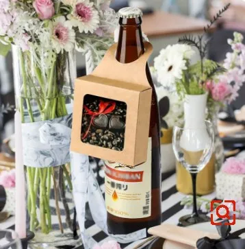 20/10PCS Kraft Paper Hanging Wine Bottle Gift Box – Foldable Candy Packaging Box with Hook, Minimalist Recyclable Paper Box for Wedding, Party, and Holiday Decoration 2