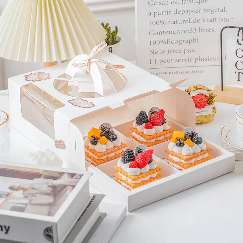5 Pcs 6-Inch White Paper Cake Boxes with Handle – Windowed Packaging for Mousse, Pastries, Cupcakes, Birthday Celebrations, Wedding Dessert Gifts, and Portable Bakery Takeaway Containers 5 Pcs 6-Inch White Paper Cake Boxes with Handle – Windowed Packaging for Mousse, Pastries, Cupcakes, Birthday Celebrations, Wedding Dessert Gifts, and Portable Bakery Takeaway Containers 3