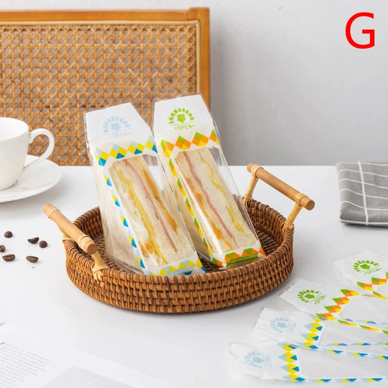 100 Pieces Transparent Anti-Fog Disposable Triangle Sandwich Bags 17.5x23.5cm for Sandwiches, Toast, Burgers, Cake & Bread Packaging, Easy Tear, Food-Safe, Lightweight & Practical for Home & Commercial Use - 图片 8