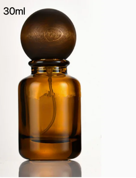 10pcs 30ml 50ml 100ml Brown Glass Perfume Spray Bottles with Wooden Cap | Empty Atomizer Refillable Crimp Neck Containers | Elegant Bayonet Design Reusable Fragrance Bottles for DIY Perfume & Travel Use - 图片 7