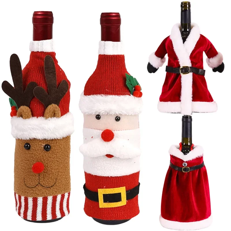 Christmas Sweater Wine Bottle Covers Set – 3/5/10PCS Knitted Santa & Snowman Bottle Bags, Reusable Holiday Decoration for Party, Dinner Table, Restaurant, Coffee Shop, Gift for Wine Lovers - 图片 6