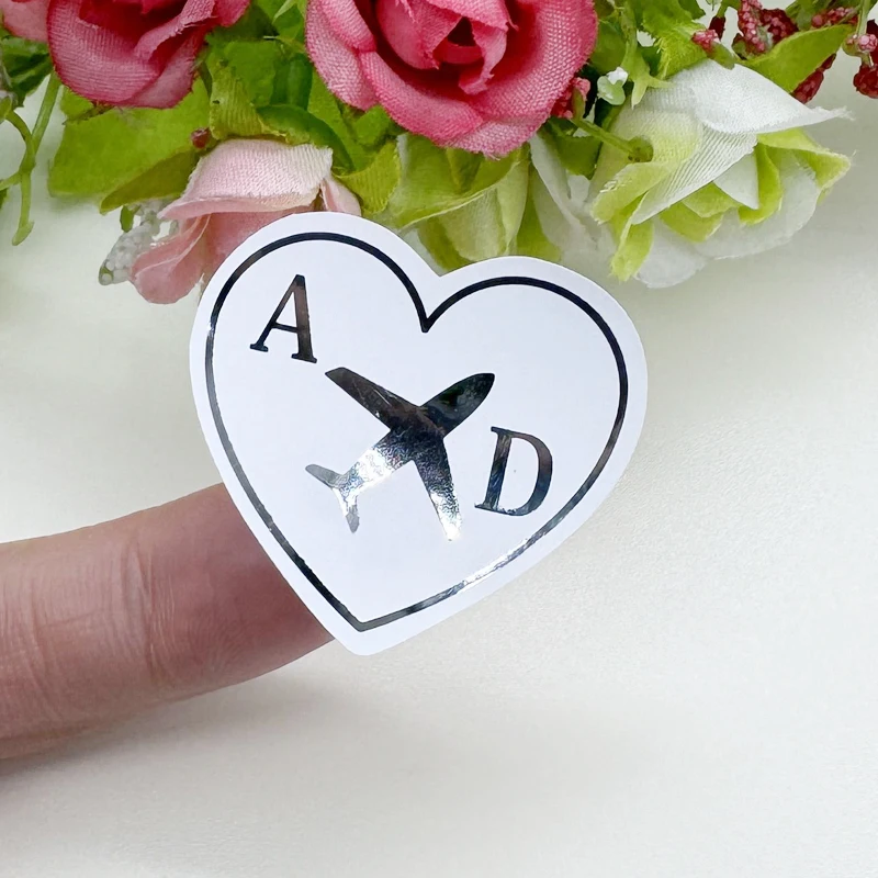 Personalized Metallic Gold Foil Stickers – Custom Printed Wedding Labels, Baptism Party Tags, Birthday Favor Decals, Baby Shower Seals, Transparent Adhesive Logos with Your Own Design, 100pcs 4–6CM