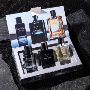 Men’s 3-Piece Empty Perfume Bottle Gift Set – Premium Refillable Glass Bottles with Elegant Gift Box, Portable Cologne Containers with Spray Cap for Travel, Display, or DIY Fragrance Storage