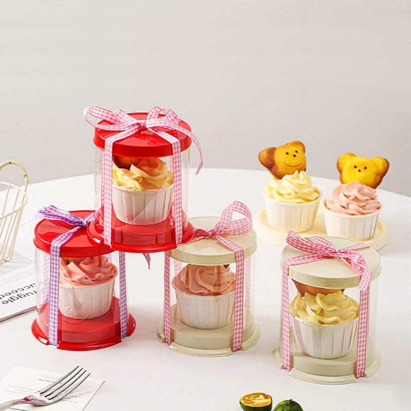 10pcs Transparent Plastic Cupcake Packaging Boxes, Dessert Gift Boxes for Cake, Party, Wedding, Birthday, Baking Decoration Supplies, Reusable Clear PET Containers 3