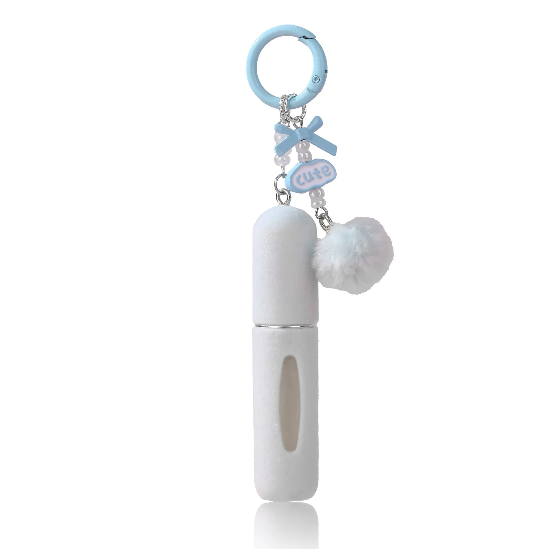 New Plush Hanging J-Piece Refillable Perfume Bottle Keychain 5ml Mini Travel Atomizer with Bottom Filling Charger Design, Cute Portable Cosmetic Sub-Bottling Container for Girls and Gift Use - 图片 11