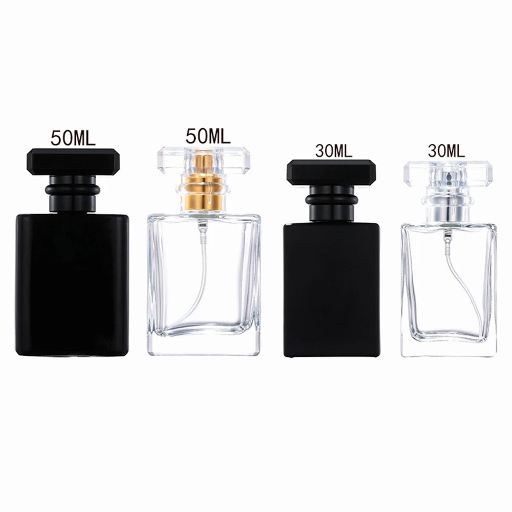 5/10/20PCS Empty Glass Spray Bottles Refillable 30ml 50ml Mini Fine Mist Perfume Atomizer Travel Portable Pocket Bottle with Black or Clear Cap for Cosmetic, Cologne, Essential Oil, Room Freshener