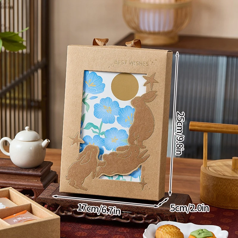 5pcs Mooncake Gift Boxes, Premium Cardboard Mid-Autumn Festival Packaging with Gold Foil Design, Handle for Easy Carrying, Perfect for Mooncakes, Chocolates, Egg Yolks, and Autumn Festival Gifts - 图片 12