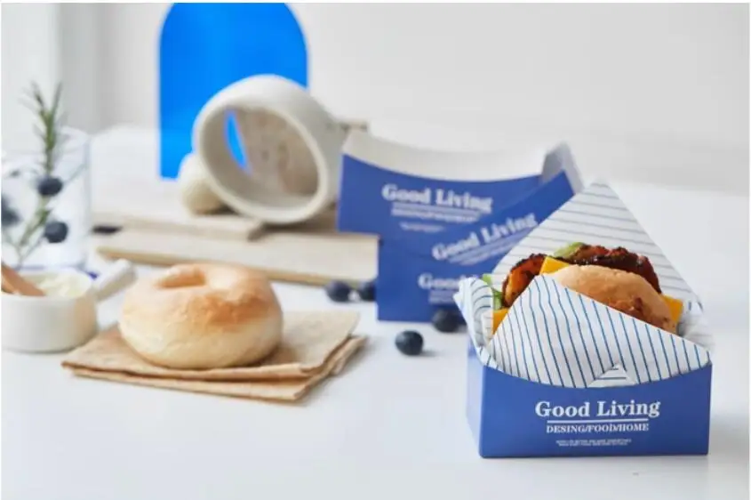 50pcs Sandwich Packaging Boxes, Hamburger, Toast & Bread Paper Trays, Disposable Food Wrapping Bags for Takeout, Party, Bakery, Restaurant, Breakfast, Lunch, Catering, Snack Packaging