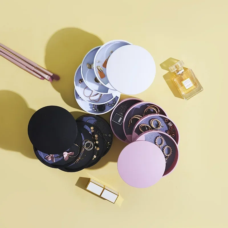 Travel Jewelry Organizer 💎 4 Layers Rotating Jewelry Storage Box – Women’s Necklace, Earring, and Ring Organizer – Portable Travel Jewelry Case with Lid – ABS Plastic Desk Organizer for Bracelets & Accessories