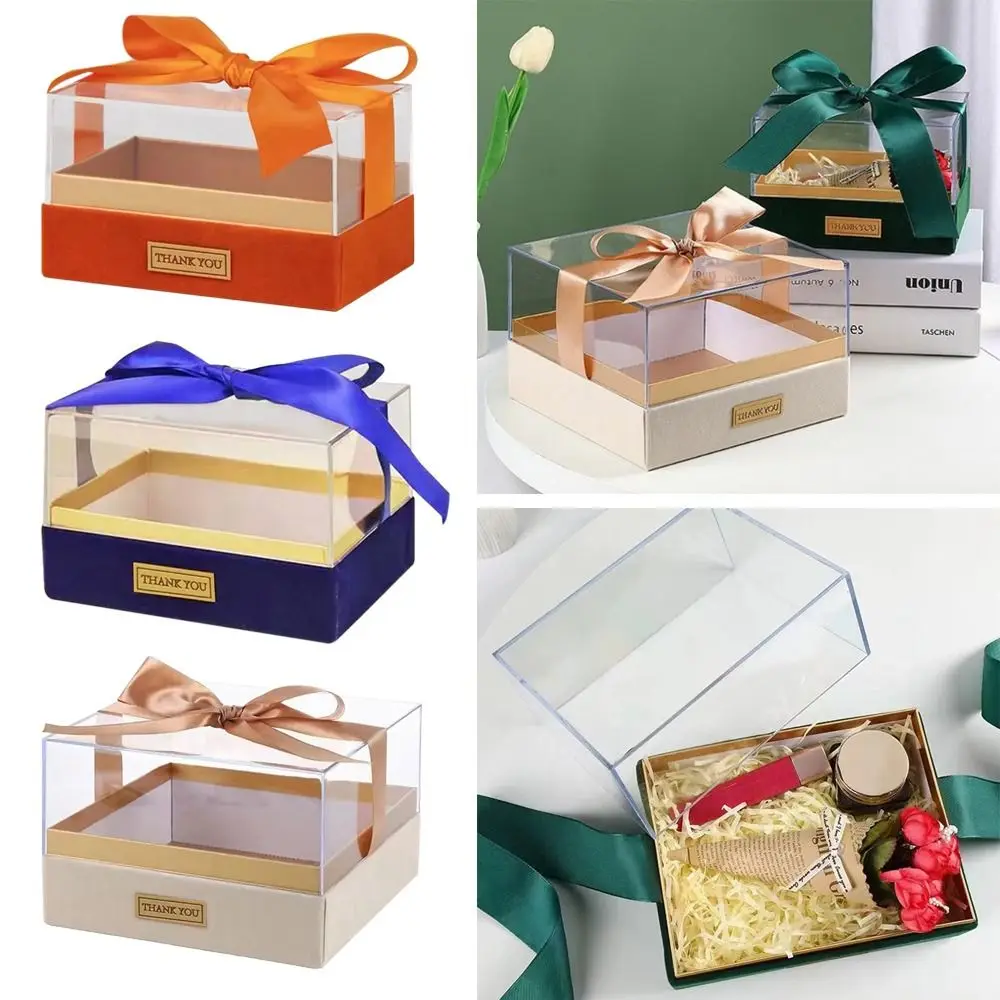 Transparent Wedding Hand Gift Box, Luxury Acrylic Bow Present Container for Valentine's Day, Anniversary, or Special Occasion Gifts, Elegant Light and Stylish Packaging for Weddings and Parties - 图片 5