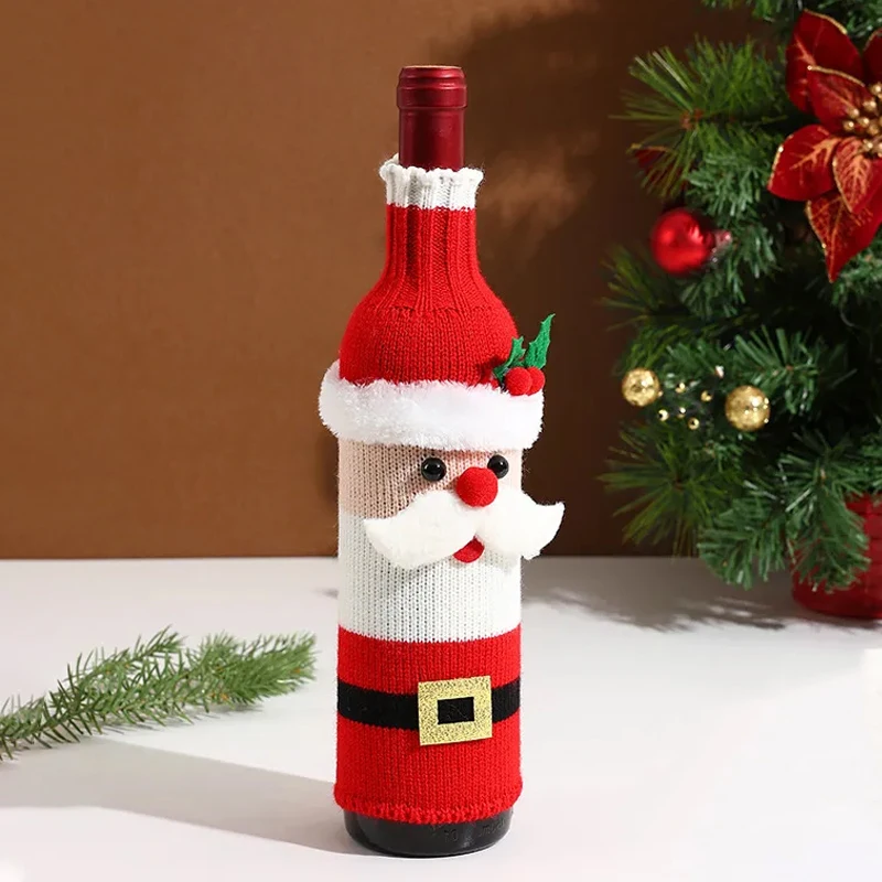 Christmas Sweater Wine Bottle Covers Set – 3/5/10PCS Knitted Santa & Snowman Bottle Bags, Reusable Holiday Decoration for Party, Dinner Table, Restaurant, Coffee Shop, Gift for Wine Lovers - 图片 8