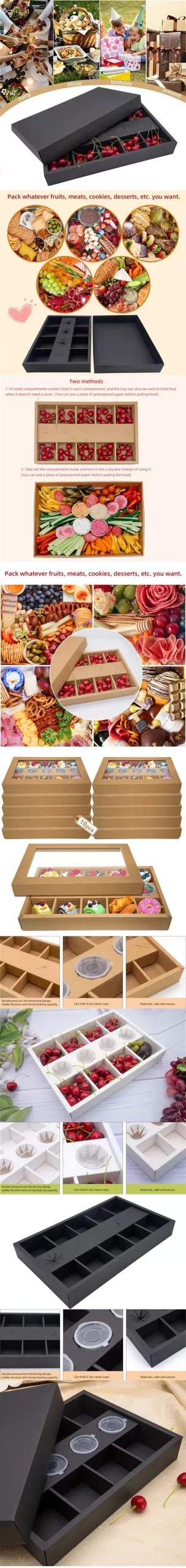 Large Capacity Disposable Packaging Boxes for Cakes, Desserts, Fruits, Picnic Treats, Outdoor Gatherings, Spring Outing, Hotels, Afternoon Tea, Lattice Design Cardboard Containers with Lid, Food-Grade Corrugated Paper, Multi-Size Options 11