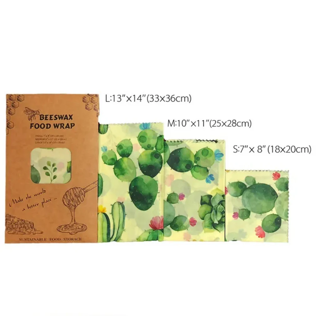 Reusable Beeswax Food Wraps for Fresh Food Storage, Organic Cotton Natural Eco-Friendly Food Packaging Paper for Cheese, Fruits, Vegetables, Bread, Sandwiches, Sustainable Kitchen Storage - 图片 6