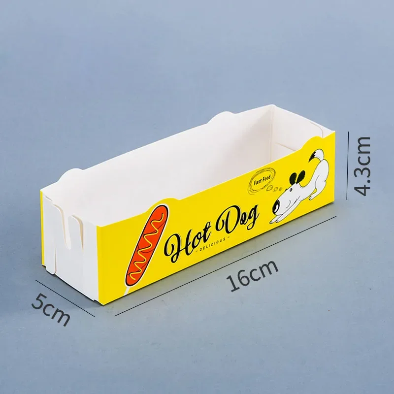 100pcs Disposable Hot Dog Paper Boxes, Food Serving Trays for Parties, Catering, Events, and Takeout, Eco-Friendly Disposable Tableware for Snacks and Meals - 图片 2