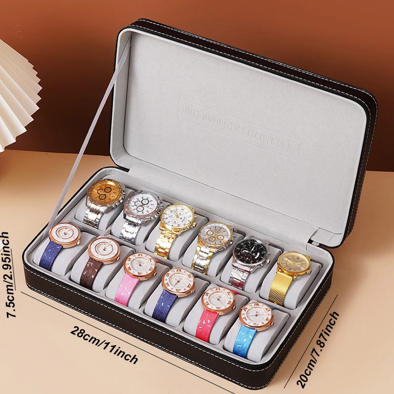 Travel Watch Organizer | Portable Leather Watch Case with Zipper Closure, Lightweight 2/3/4 Slot Organizer for Travel or Home Storage, Protective Black/Brown Watch Box, Ideal Gift for Men & Women, Elegant Wristwatch Display, Travel Watch Holder 6