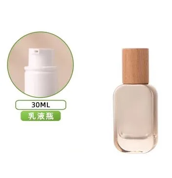 6pcs 30/50g Glass Cream Jars and 30-120ml Lotion Pump Bottles with Elegant Wooden Caps – Premium Refillable Skincare Containers for Face Cream, Lotion, Serum, Travel-Friendly and High-End Cosmetic Storage - 图片 7