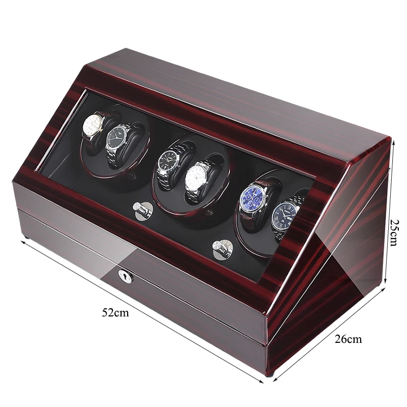 Luxury Automatic Watch Winder Storage Box with LED Light and Lock, 13-Slot Organizer Featuring 6 Rotating Winders and 7 Compartments, Quiet Motor Display Case for Men & Women Mechanical and Automatic Watches 8