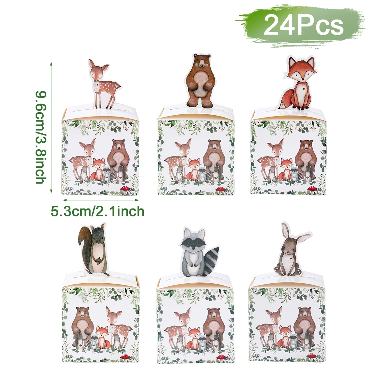 24PCS Jungle Safari Animal Candy Boxes, Cute Paper Gift Packaging for Kids Birthday Parties, Baby Showers, Wild One Celebrations, Party Favors, Reusable Decorative Boxes, Factory Direct Supply - 图片 11