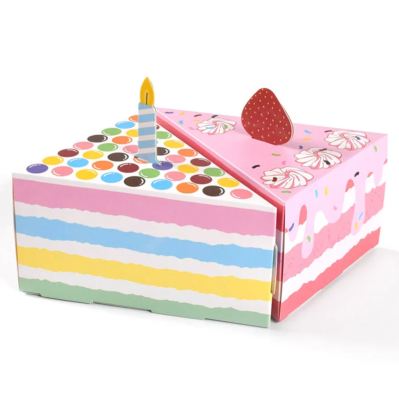4pcs Triangle Candy Boxes in Cake or Candle Shape, Cute Paper Packaging for Cookies, Kids Gifts, Birthday, Wedding, Party Favors and Decorations, Durable Reusable Paper Boxes, Factory Direct Supply - 图片 6