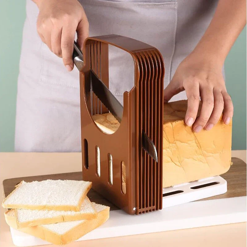 1PC Foldable Toast Slicing Knife Holder, Plastic Sandwich Cutting Mold for Even Bread Slices, Household Baking Tool for Toast, Sandwiches, and DIY Kitchen Use, Factory Direct Supply