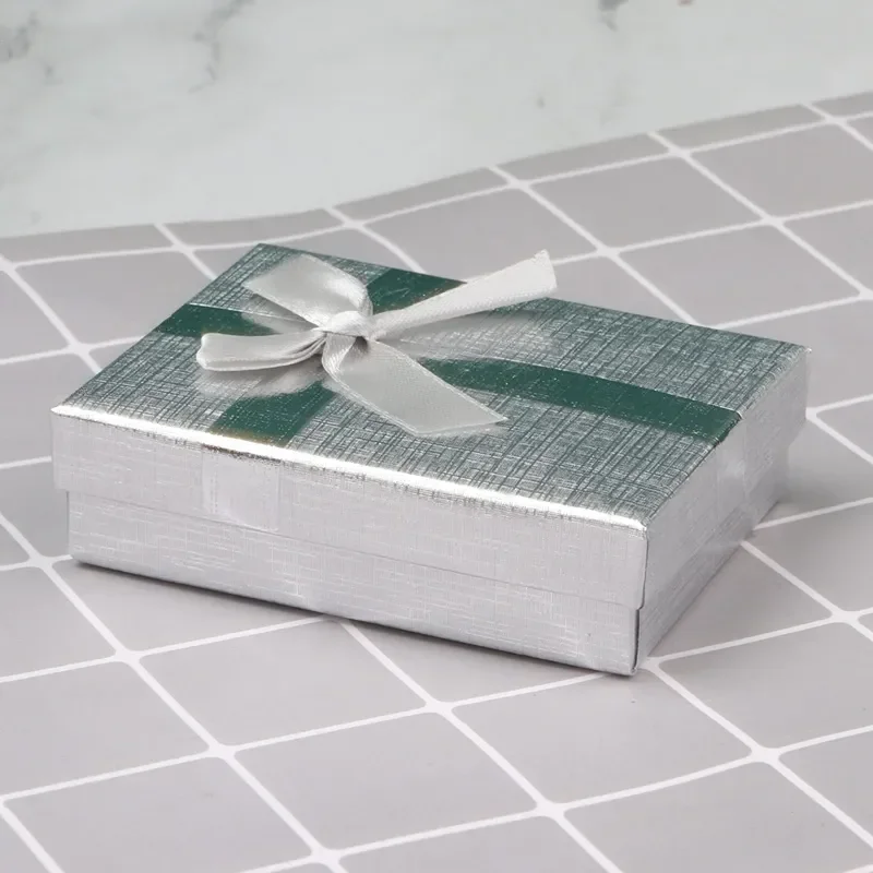 Velvet Metal Necklace Holder and Cardboard Jewelry Gift Box with Butterfly Bow – Sponge Lined Rectangle Packaging for Rings, Bracelets, Earrings and Necklaces – Elegant Jewelry Display and Storage