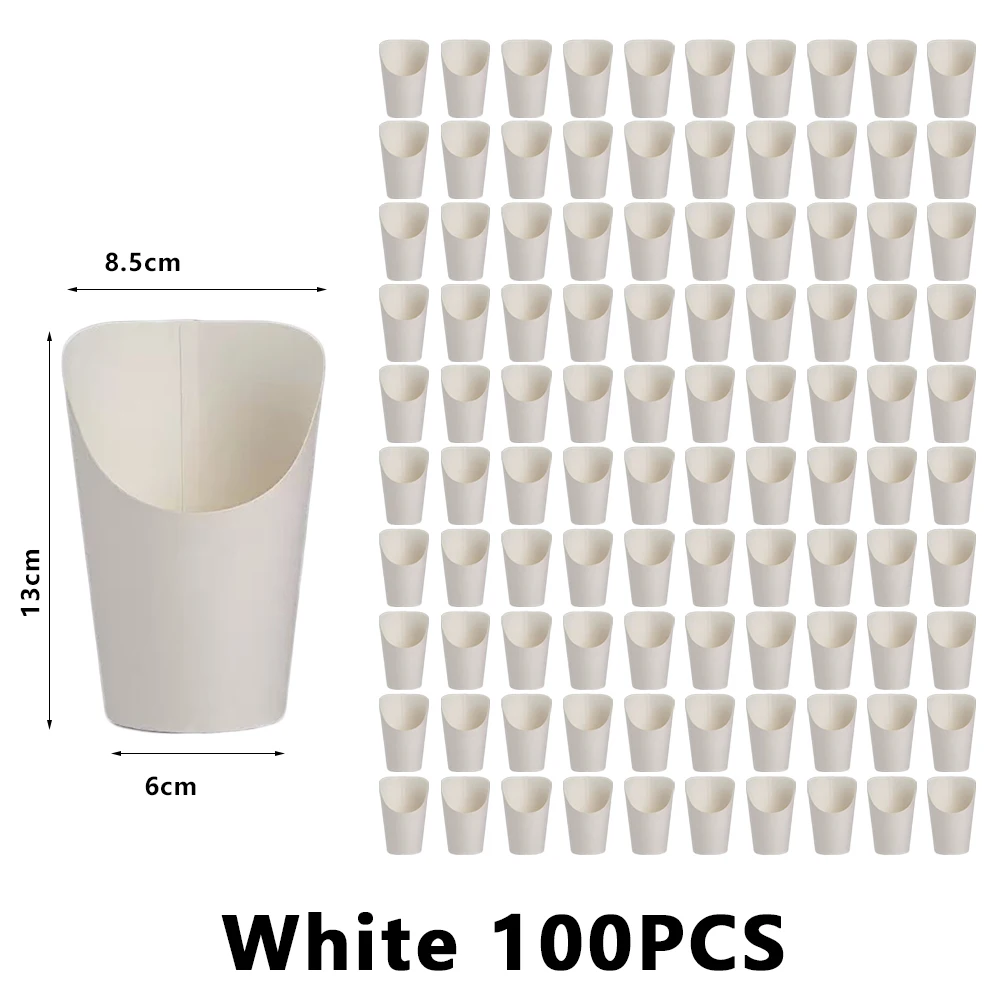 50/100PCS Disposable Kraft Paper French Fry Cups, Potato Chips Holder, Charcuterie Snack Boxes, Birthday Party Supplies, Fast Food Takeout Containers, Catering Paper Cups for Fries, Snacks, Desserts - 图片 10